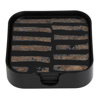 Set of Four Square Black and Gold Coasters | Celina