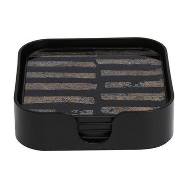 Set of Four Square Black and Gold Coasters | Celina