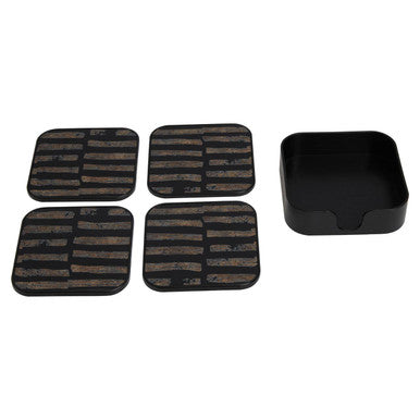 Set of Four Square Black and Gold Coasters | Celina