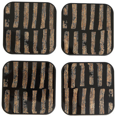 Set of Four Square Black and Gold Coasters | Celina