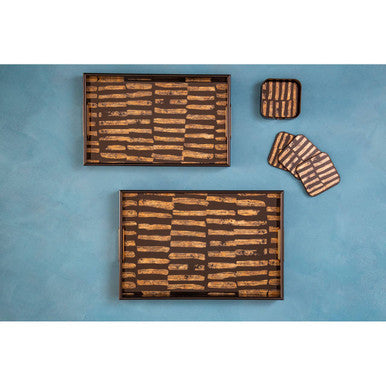 Set of Four Square Black and Gold Coasters | Celina