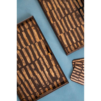 Set of Four Square Black and Gold Coasters | Celina