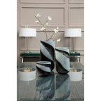 Carra Grey and Black Glass Planter