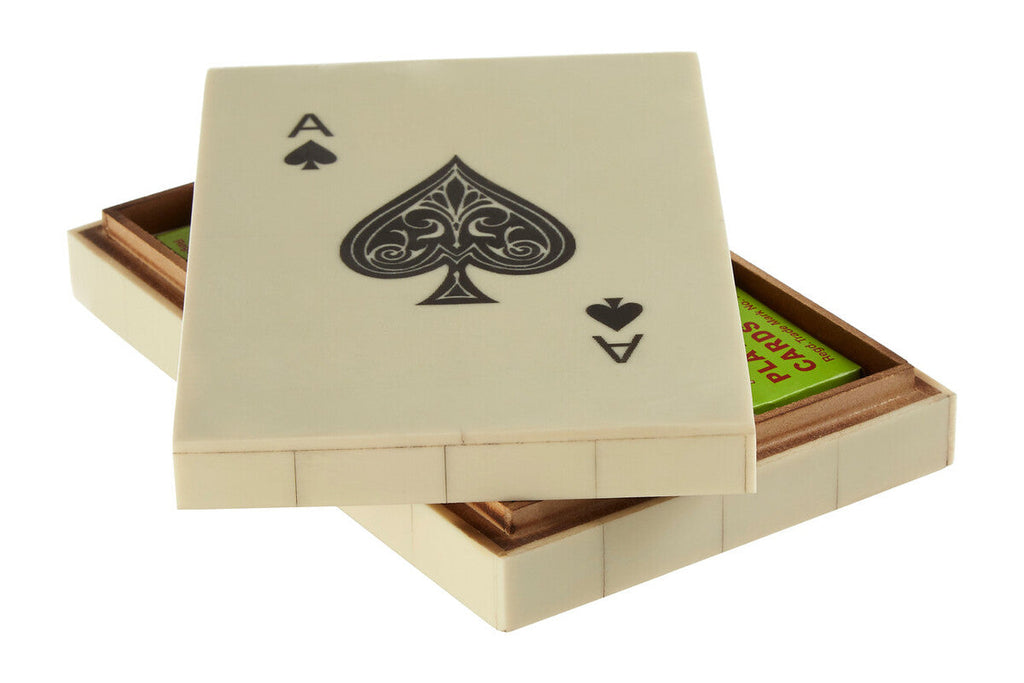 Cream Two Section Card Box with Playing Cards | Churchill Games