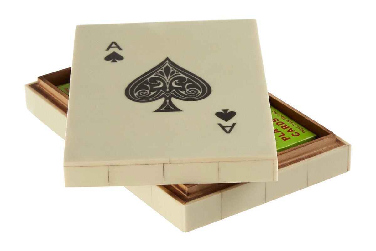 Cream Two Section Card Box with Playing Cards | Churchill Games