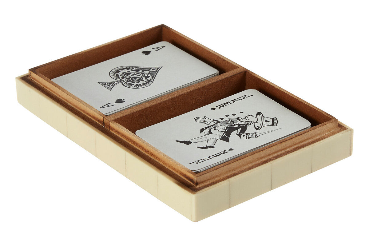 Cream Two Section Card Box with Playing Cards | Churchill Games