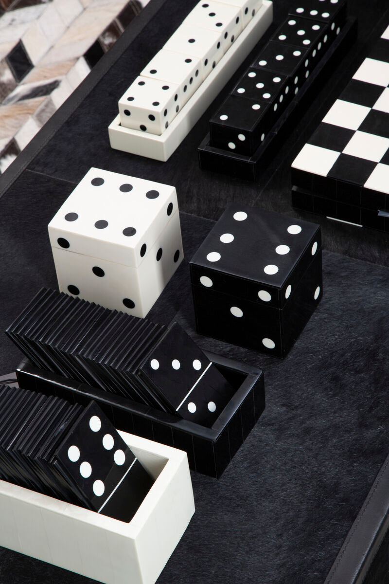 Black and White Dice Box with 5 Dice | Churchill Games