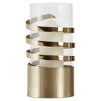 Large Vertical Textured Gold Metal Hurricane Candle Holder | Amreli