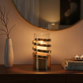 Small Vertical Textured Gold Metal Hurricane Candle Holder | Amreli