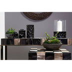 Black and Gold Large Hurricane Candle Holder | Akola