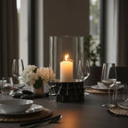 Black and Gold Large Hurricane Candle Holder | Akola
