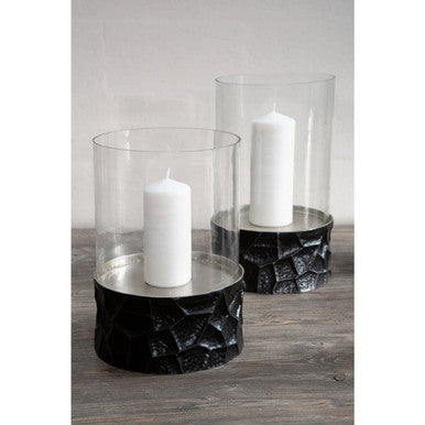 Black and Gold Small Hurricane Candle Holder | Akola
