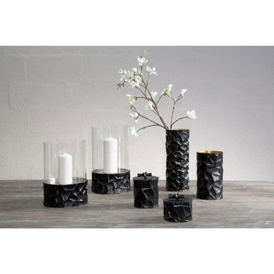 Black and Gold Small Hurricane Candle Holder | Akola