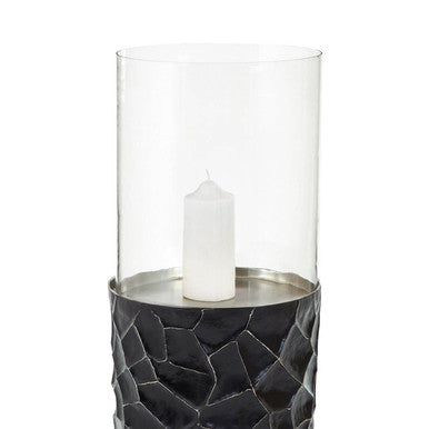 Black and Gold Large Floor Standing Hurricane Candle Holder | Akola
