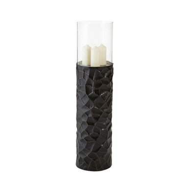 Black and Gold Small Floor Standing Hurricane Candle Holder | Akola