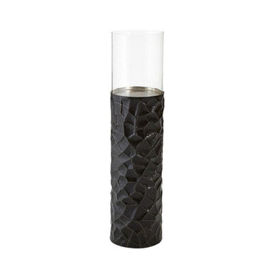 Black and Gold Small Floor Standing Hurricane Candle Holder | Akola