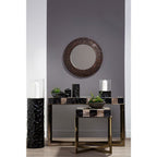 Black and Gold Small Floor Standing Hurricane Candle Holder | Akola