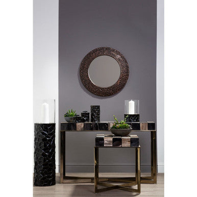 Black and Gold Small Floor Standing Hurricane Candle Holder | Akola