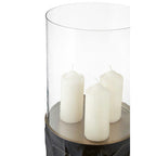 Black and Gold Small Floor Standing Hurricane Candle Holder | Akola