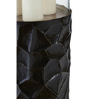 Black and Gold Small Floor Standing Hurricane Candle Holder | Akola
