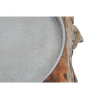 Small Acacia and Glass Hurricane Candle Holder | Almora
