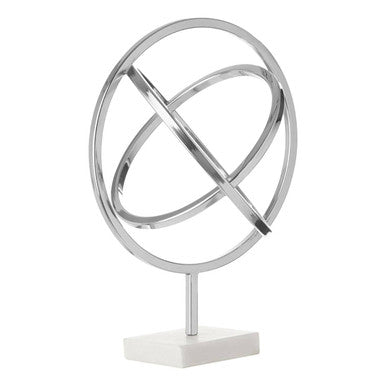 Silver Finish Spiral Sculpture with Marble Base | Mirano