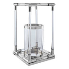 Large Candle Holder in Silver Finish and Acrylic | Lucita