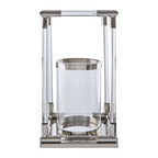 Large Candle Holder in Silver Finish and Acrylic | Lucita