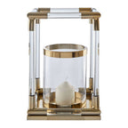 Small Candle Holder in Gold Finish and Acrylic | Lucita