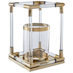 Small Candle Holder in Gold Finish and Acrylic | Lucita