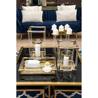 Small Candle Holder in Gold Finish and Acrylic | Lucita