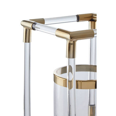 Small Candle Holder in Gold Finish and Acrylic | Lucita