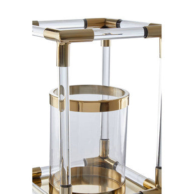 Small Candle Holder in Gold Finish and Acrylic | Lucita