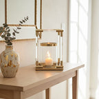 Small Candle Holder in Gold Finish and Acrylic | Lucita