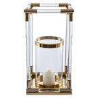Large Candle Holder in Gold Finish and Acrylic | Lucita