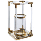Large Candle Holder in Gold Finish and Acrylic | Lucita