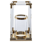 Large Candle Holder in Gold Finish and Acrylic | Lucita