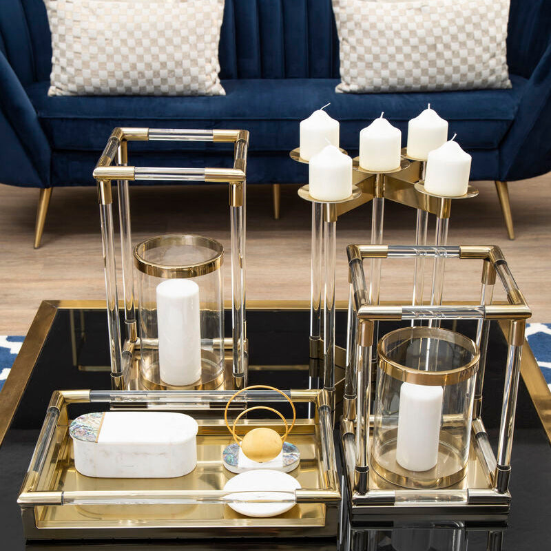 Lucita Gold Finish Candelabra.
