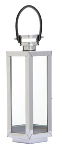 Small Silver Hexagonal Lantern with Hair on Leather Handle | Herber