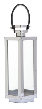 Small Silver Hexagonal Lantern with Hair on Leather Handle | Herber