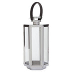 Small Silver Hexagonal Lantern with Hair on Leather Handle | Herber