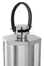 Small Silver Hexagonal Lantern with Hair on Leather Handle | Herber