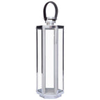 Medium Silver Hexagonal Lantern with Hair on Leather Handle | Herber