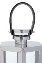 Medium Silver Hexagonal Lantern with Hair on Leather Handle | Herber