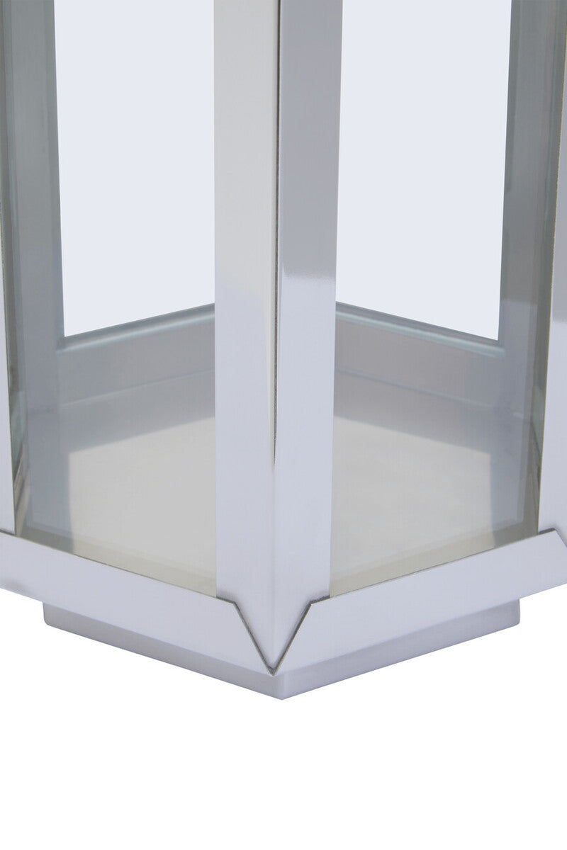Medium Silver Hexagonal Lantern with Hair on Leather Handle | Herber