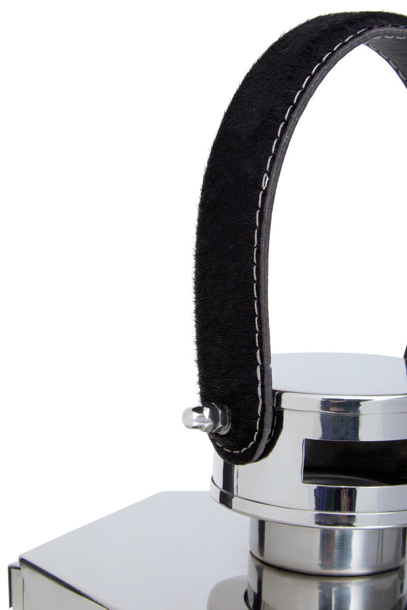 Medium Silver Hexagonal Lantern with Hair on Leather Handle | Herber