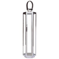 Large Silver Hexagonal Lantern with Hair on Leather Handle | Herber