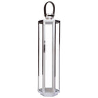 Large Silver Hexagonal Lantern with Hair on Leather Handle | Herber