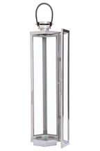 Large Silver Hexagonal Lantern with Hair on Leather Handle | Herber