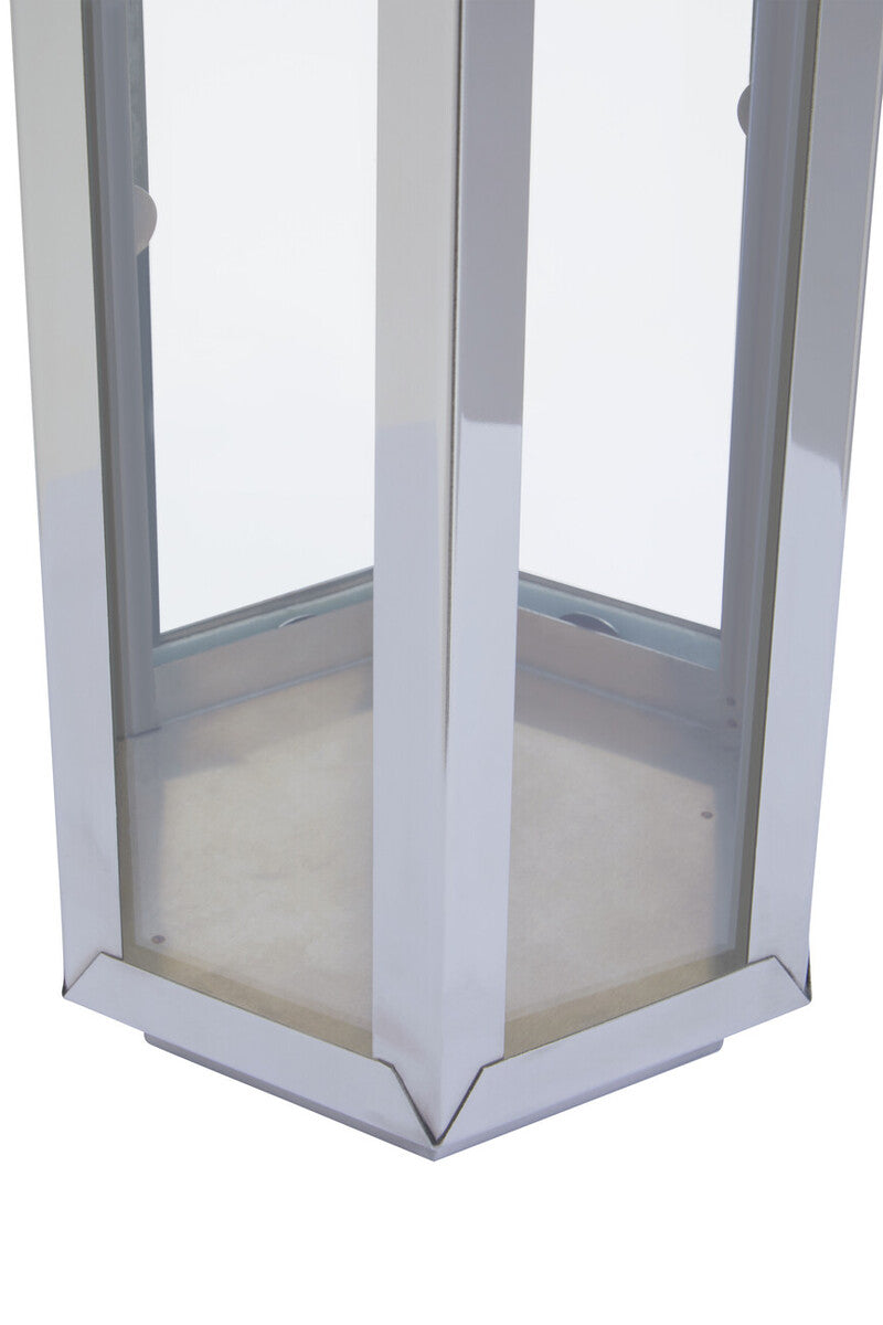 Large Silver Hexagonal Lantern with Hair on Leather Handle | Herber